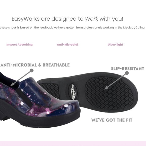 EASY WORKS Shoes Women's 8 M Galaxy APPRECIATE Slip Resistant Health Care - Picture 2 of 9